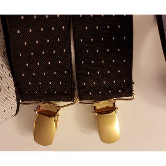 CAS Germany Men's Elastic Suspenders Dots Black Elastics Clips Holders - Picture 3 of 7